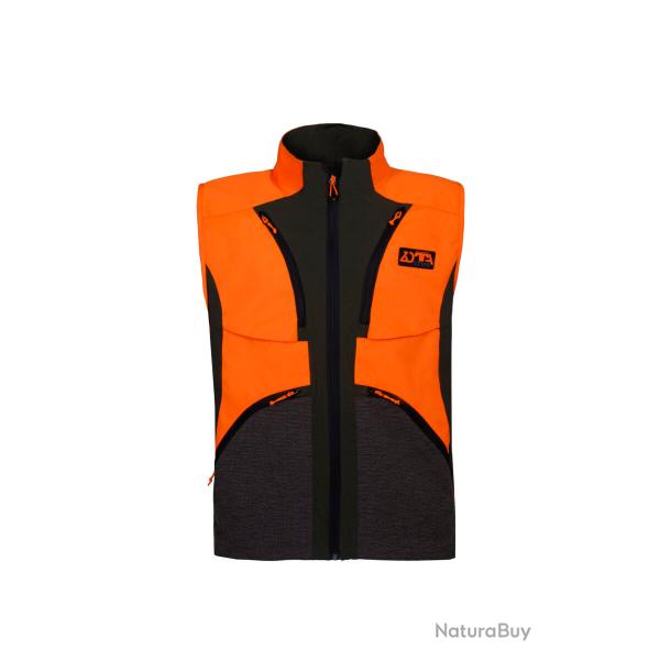 GILET �LASTIQUE ANTI-D�CHIRURE - PROTECH MAN VEST - ZOTTA FOREST - vert avec orange haute visibilit�