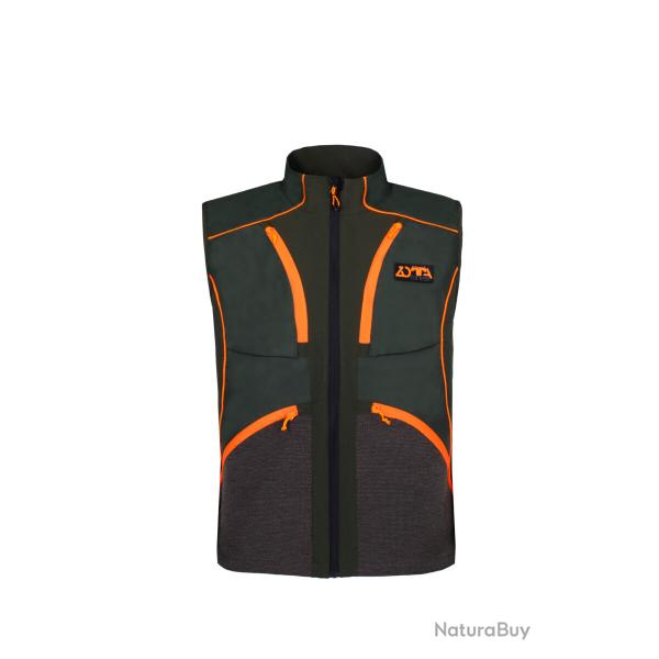 GILET �LASTIQUE ANTI-D�CHIRURE - PROTECH MAN VEST - ZOTTA FOREST - vert avec d�tails orange