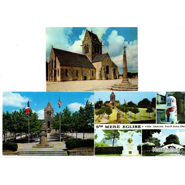 sainte m�re �glise lot de 3 cartes