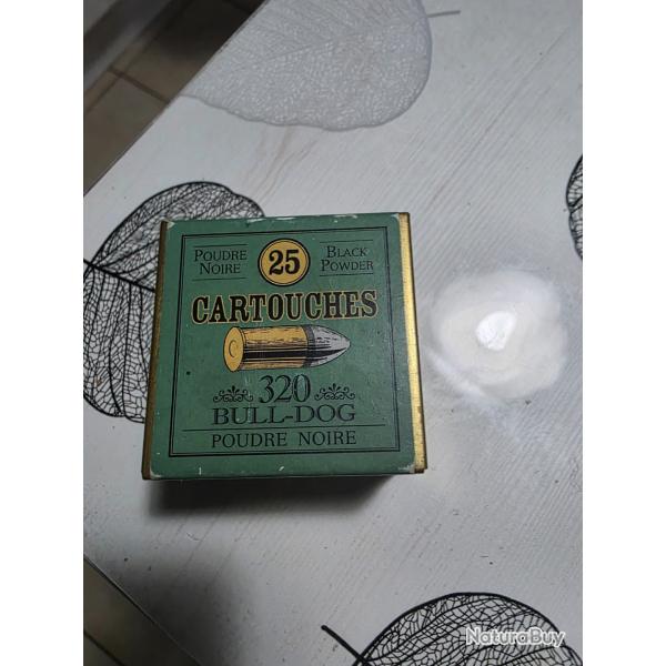 BOITE MTAL - 25 CARTOUCHES  CAL 320    BULL - DOG -  POUDRE NOIRE