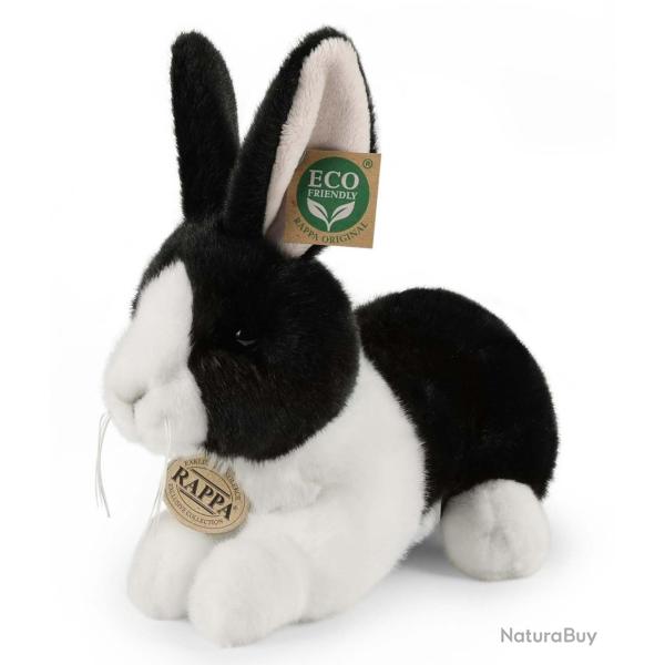 Peluche lapin noir et blanc 22cm Eco-friendly