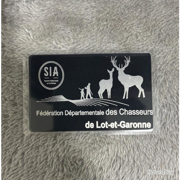 Carte SIA chasseur ou tir sportif carte plastifi� personnalisable chasseurs de lot-et-Garonne