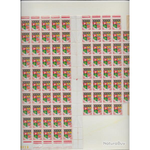 planche incomplte de timbres neufs de France 45