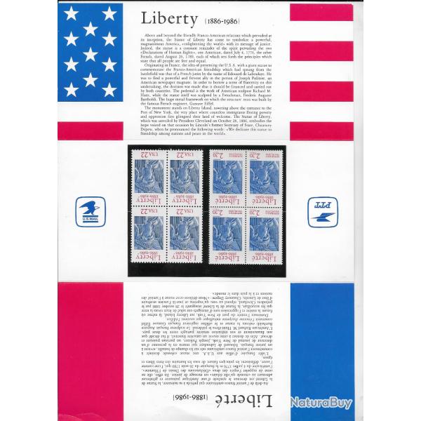 document postal de timbres neufs de France / USA