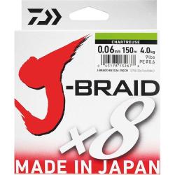 Tresse Daiwa J Braid X8 Chartreuse 150m 28/100 Chartreuse 26,5kg