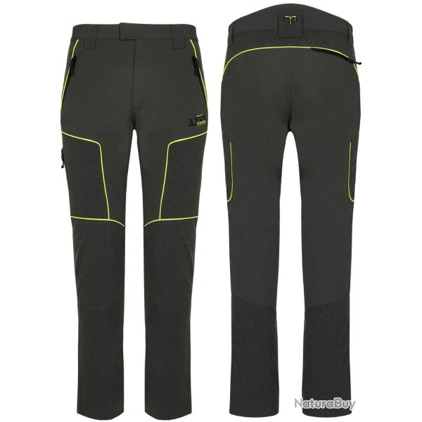 PANTALON �LASTIQUE - WALKER MAN PANT - ZOTTA FOREST - Vert avec des d�tails jaune fluo