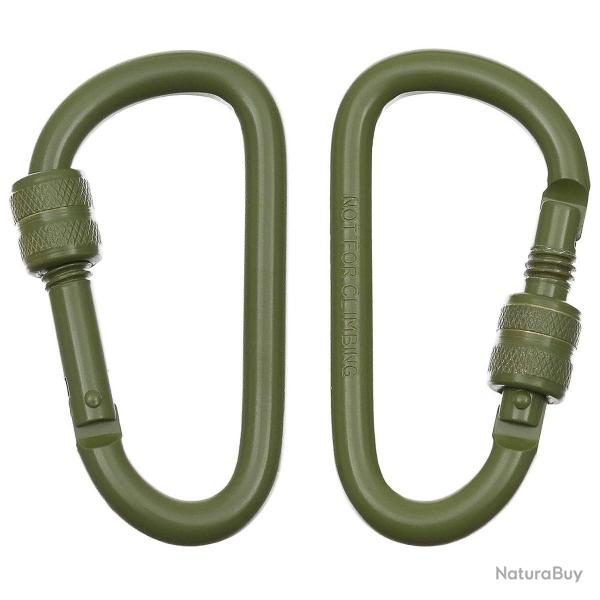 Lot de 2 Mousquetons Aluminium MFH - 8cm - Vert