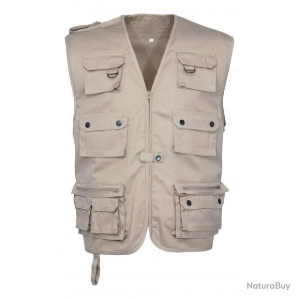 Gilet Reporter Multipoches Beige