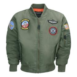Bombers Aviateur avec &eacute;cussons pour enfant Vert