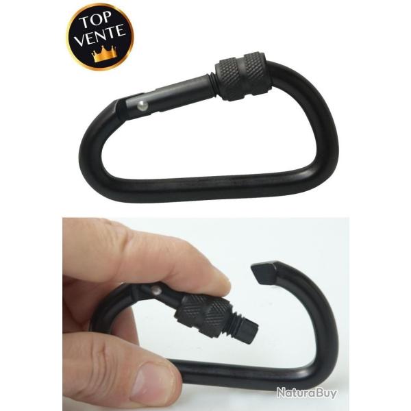 Lot de 2 mousquetons Aluminium - 8 cm - Noir