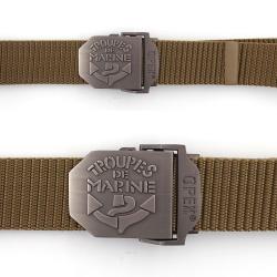 Ceinture boucle grav&eacute;e TDM - Beige
