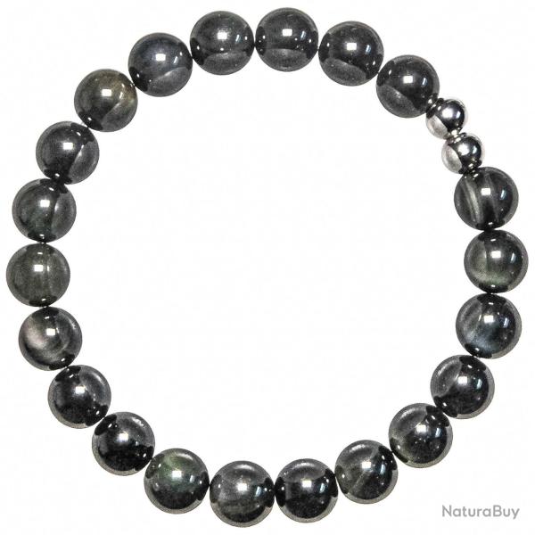 Bracelet en obsidienne oeil c�leste - Perles rondes 8 mm