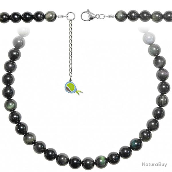 Collier en obsidienne oeil c�leste - Perles rondes 10 mm - 50 cm