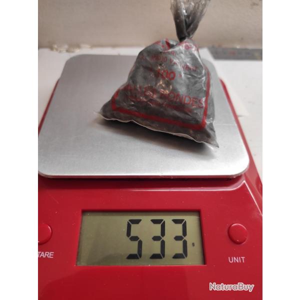 530 grammes de billes de plomb calibre 36  poudre noire