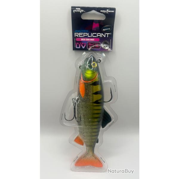 Leurre Fox Rage Replicant Jointed Ultra UV 20cm 120g Green Zebra Ghost