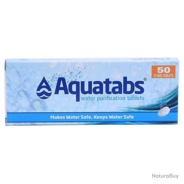 Tablettes de purification de l'eau Aquatabs en bo�te de 50 comprim�s