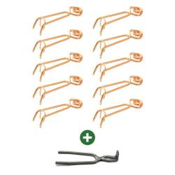 Lot de 10 pi&egrave;ges &agrave; taupes Putange traditionnels en acier cuivr&eacute; + pince