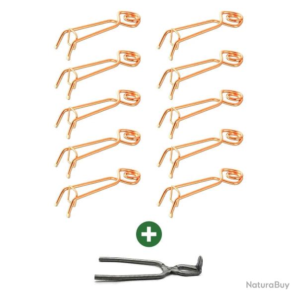 Lot de 10 pi�ges � taupes Putange traditionnels en acier cuivr� + pince