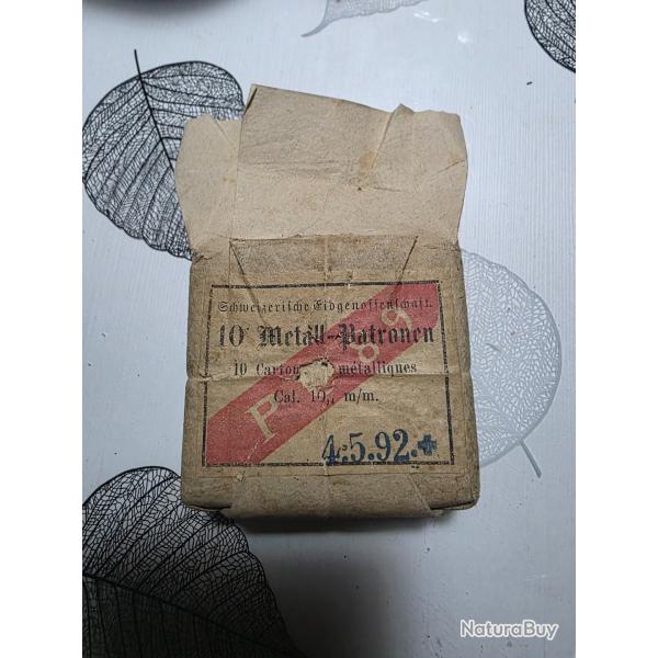 BALLOTIN de 10 CARTOUCHES MUNITIONS 10.4 X 38R VETTERLI MODLE 1878