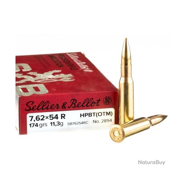 20 Munitions MATCH sellier et bellot 7.62x54 R 174 grains HPBT