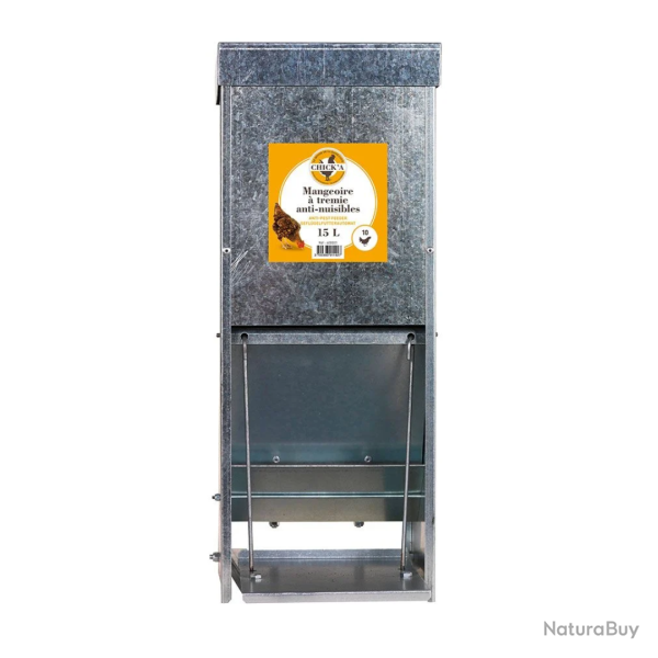 Mangeoire � tr�mie anti-nuisibles galvanis�e 15 L - CHICK'A