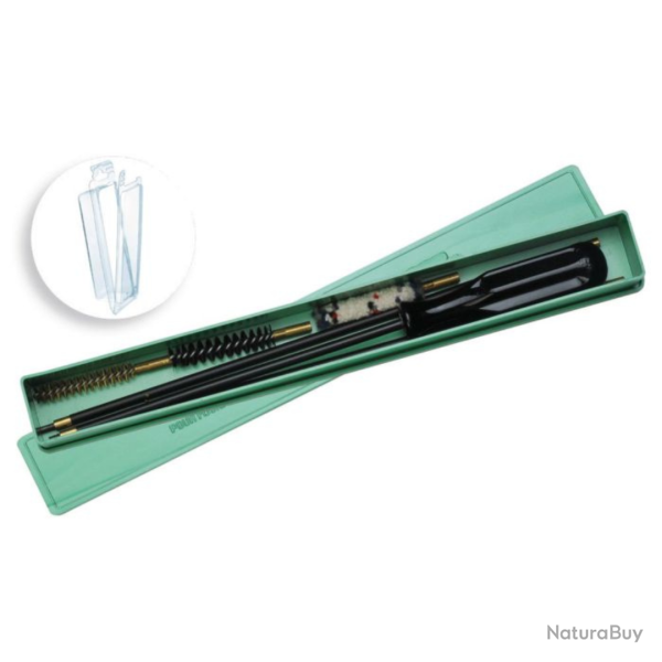 BOITE DE NETTOYAGE CALIBRE GRANDE CHASSE BAGUETTE LAITON POIGN�E CANNE CAL 7 MM - JANUEL