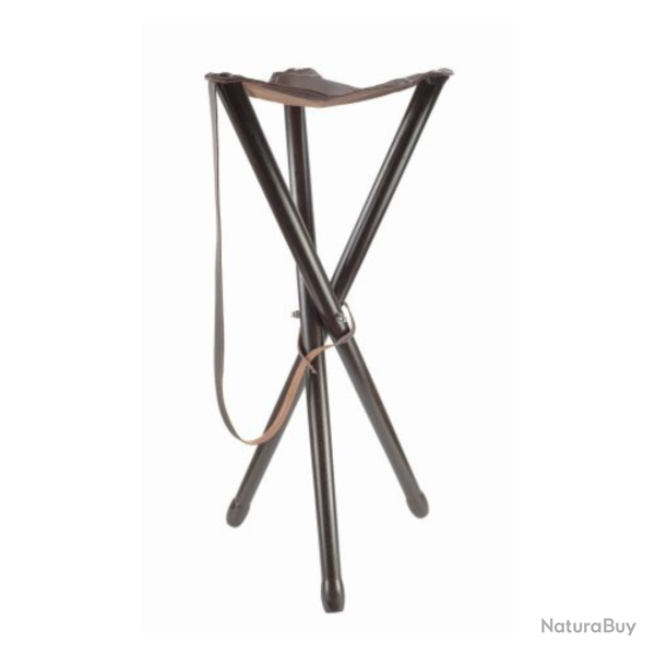 TR�PIED ANCE 90 CM, PIEDS BOIS, ASSISE CUIR MARRON, AVEC BRETELLE - JANUEL