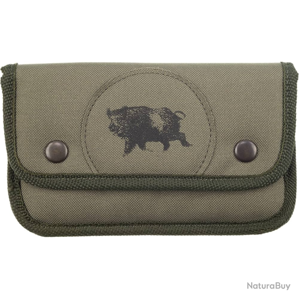 Pochette � balle genet toile verte 10 tubes �cusson sanglier - JANUEL