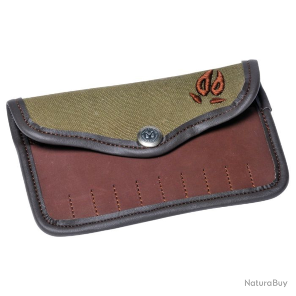 Pochette � balle GARON en toile et cuir 10 tubes broderie trace de sanglier - JANUEL