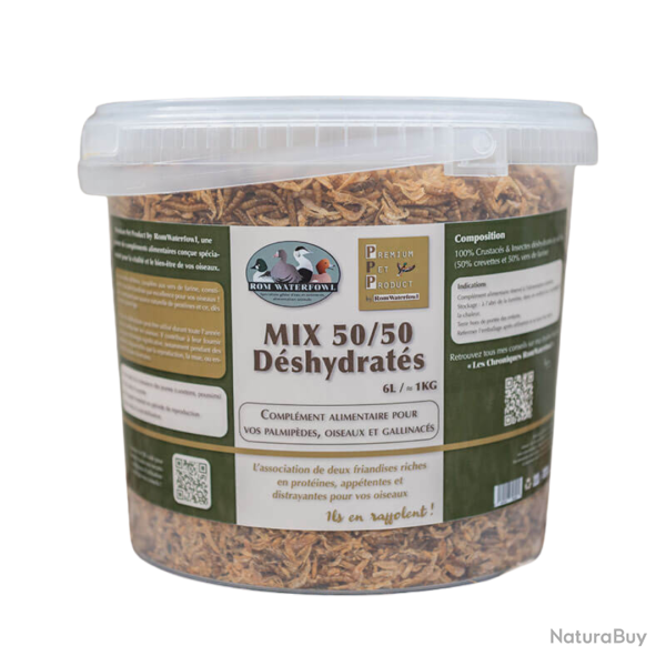 Mix 50/50 crevettes &amp; vers de farine - ROM WATERFOWL 6L