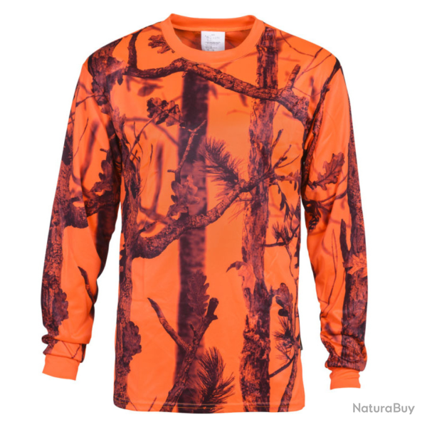 T Shirt manches longues de chasse Fluo Ghostcamo Percussion
