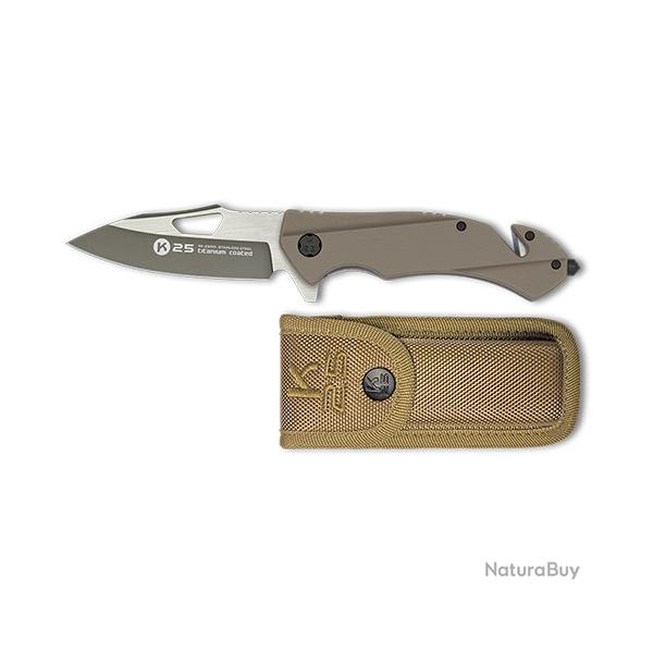 Couteau Pliant Tactique K25 25001 - G10 Coyote - Lame 8.8 cm