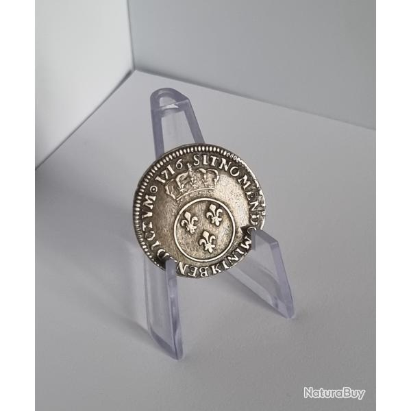 Un Dixi�me Ecu Vertugadin Argent Louis XV 1716 K Bordeaux Flan R�form� 1/10�me �cu