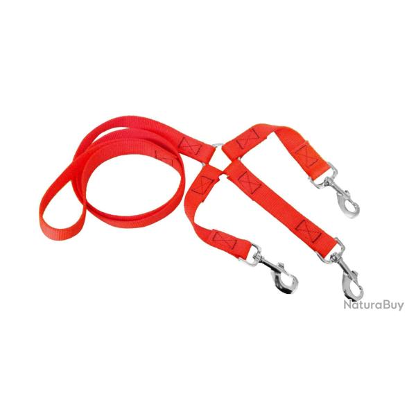 Laisse polypropylene 120 + Tripleur - Orange HB DOG