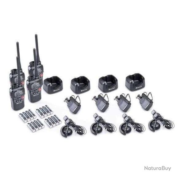 Pack de 4 Talkie walkie G9 PRO NOIR + Oreillettes MIDLAND