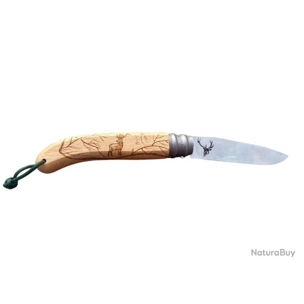 Couteau bois de h�tre mod�le Cerf GRAVOO
