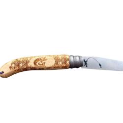 Couteau bois de h&ecirc;tre mod&egrave;le P&ecirc;cheur Bredouille GRAVOO