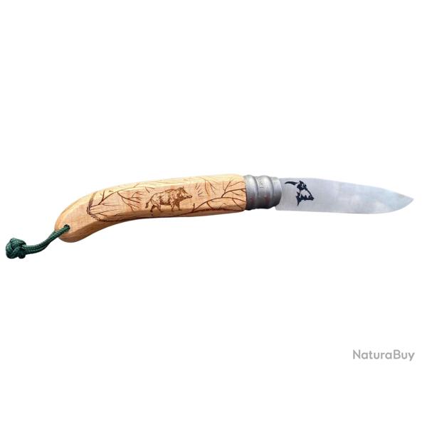 Couteau bois de h�tre mod�le Sanglier GRAVOO