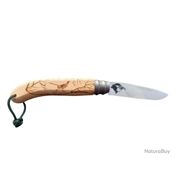 Couteau bois de h�tre mod�le Faisan GRAVOO