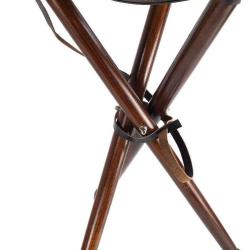 Tr&eacute;pied en bois et cuir JANUEL