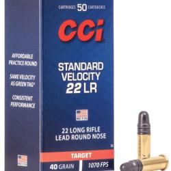 50 balles STANDARD VELOCITY Cal. 22LR 40GRS Cci