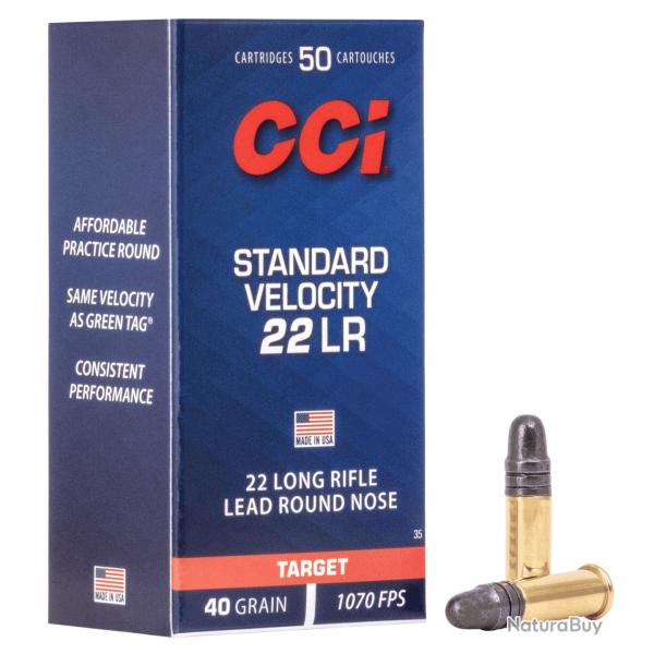 50 balles STANDARD VELOCITY Cal. 22LR 40GRS Cci