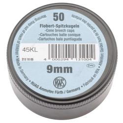 50 cartouches 9 mm Flobert Pointue RWS