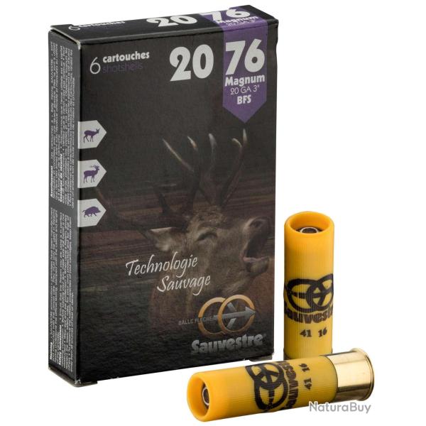 6 balles fl�che Magnum pour fusil - Cal 20/76 SAUVESTRE