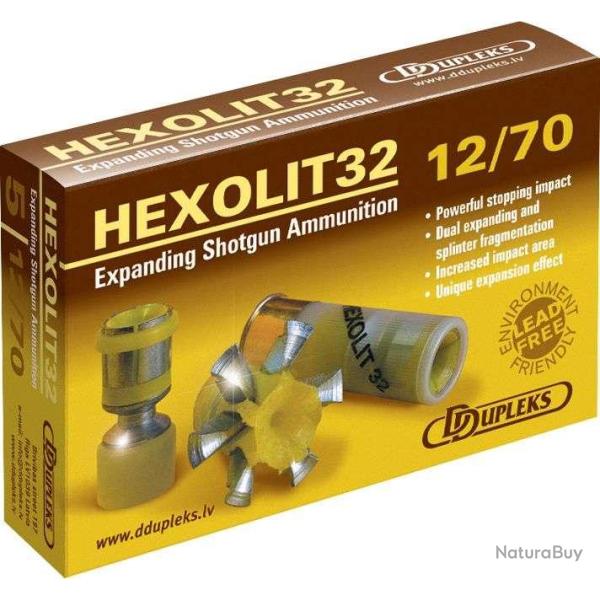 5 balles HEXOLIT 32 - Cal.12.70 Acier D DUPLEKS