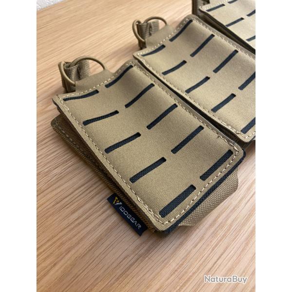Pochette tactique Molle Triple d�coupe laser Coyote Sable Kaki Neuve