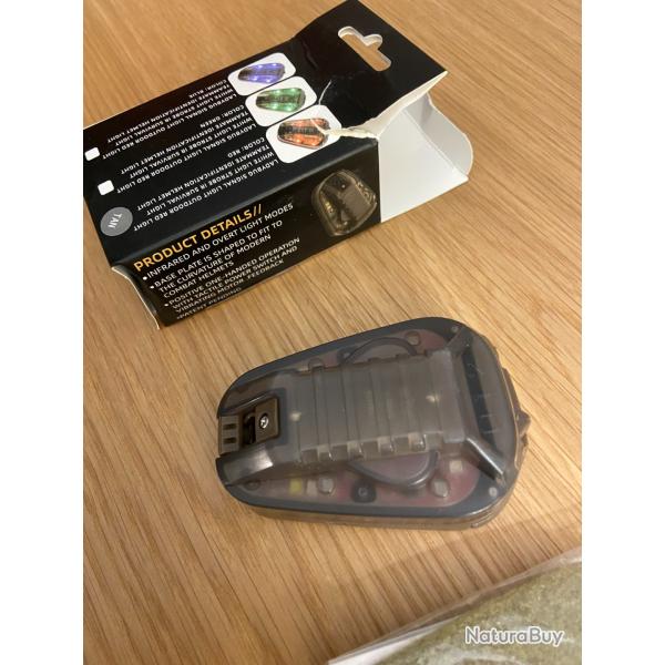 Lampe casque tactique Airsoft Rouge LED Velcro Neuve