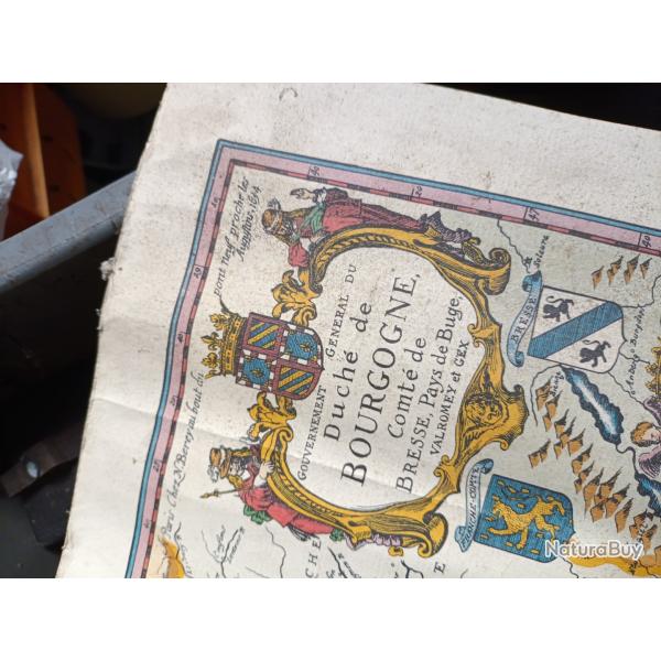 Gravure vintage du 20�me si�cle d'une carte du duch� de Bourgogne et du County