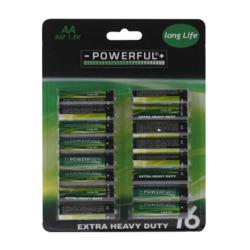 Lot de 16 piles alcalines AA/LR06 - Puissance longue dur&eacute;e 1,5 V