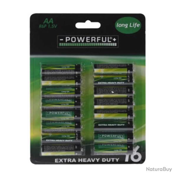 Lot de 16 piles alcalines AA/LR06 - Puissance longue dure 1,5 V